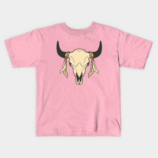 Wild Bison skull Kids T-Shirt by Wintrly